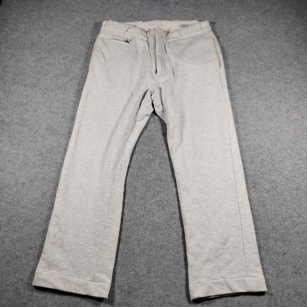 Steven Alan Mens Organic Cotton Knit Trousers Pants Heathered Oatmeal Size 33